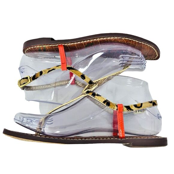 Sam Edelman Gigi Thong Sandals Flats Women's Size 6 - Snake / Leopard / Coral - Picture 5 of 10
